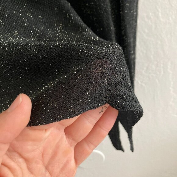 Eileen Fisher Linen Blend Crepe Sparkle Black Shirt Long Sleeve Boat Neck Party - Picture 7 of 11